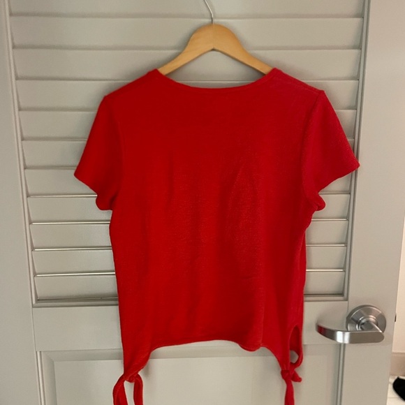 Madewell Red Short Sleeve Tee with side ties - Picture 7 of 7